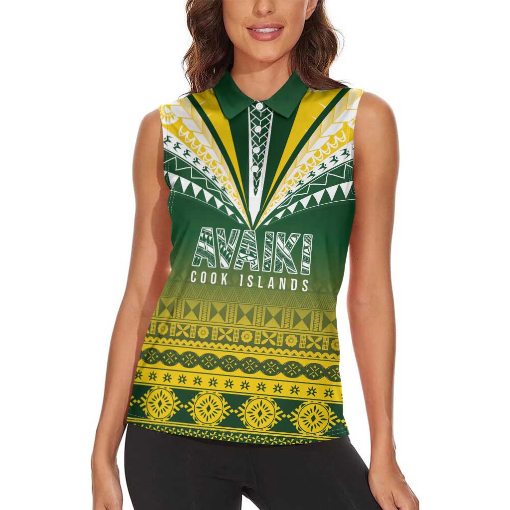 Cook Islands Rugby Custom Women Sleeveless Polo Shirt Kuki Avaiki - Aussie Hoodie