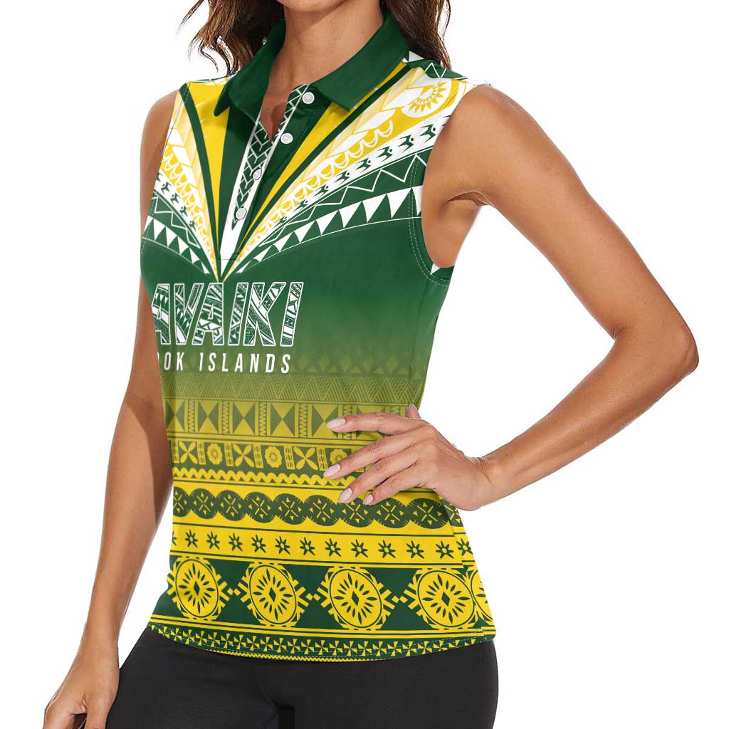 Cook Islands Rugby Custom Women Sleeveless Polo Shirt Kuki Avaiki - Aussie Hoodie