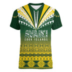 Cook Islands Rugby Custom Women V-Neck T-Shirt Kuki Avaiki - Aussie Hoodie