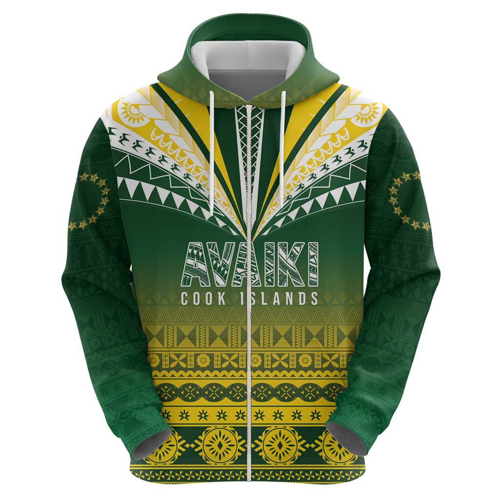 Cook Islands Rugby Custom Zip Hoodie Kuki Avaiki - Aussie Hoodie