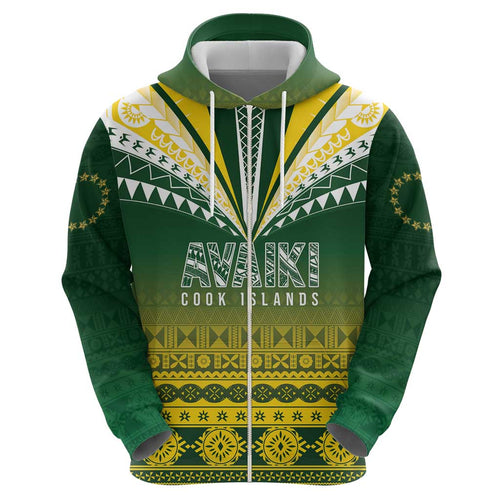Cook Islands Rugby Custom Zip Hoodie Kuki Avaiki - Aussie Hoodie