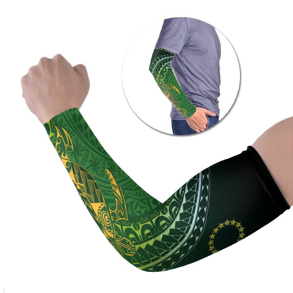 Cook Islands Rugby Kuki Avaiki Arm Sleeves Tribal Turtle - Aussie Hoodie