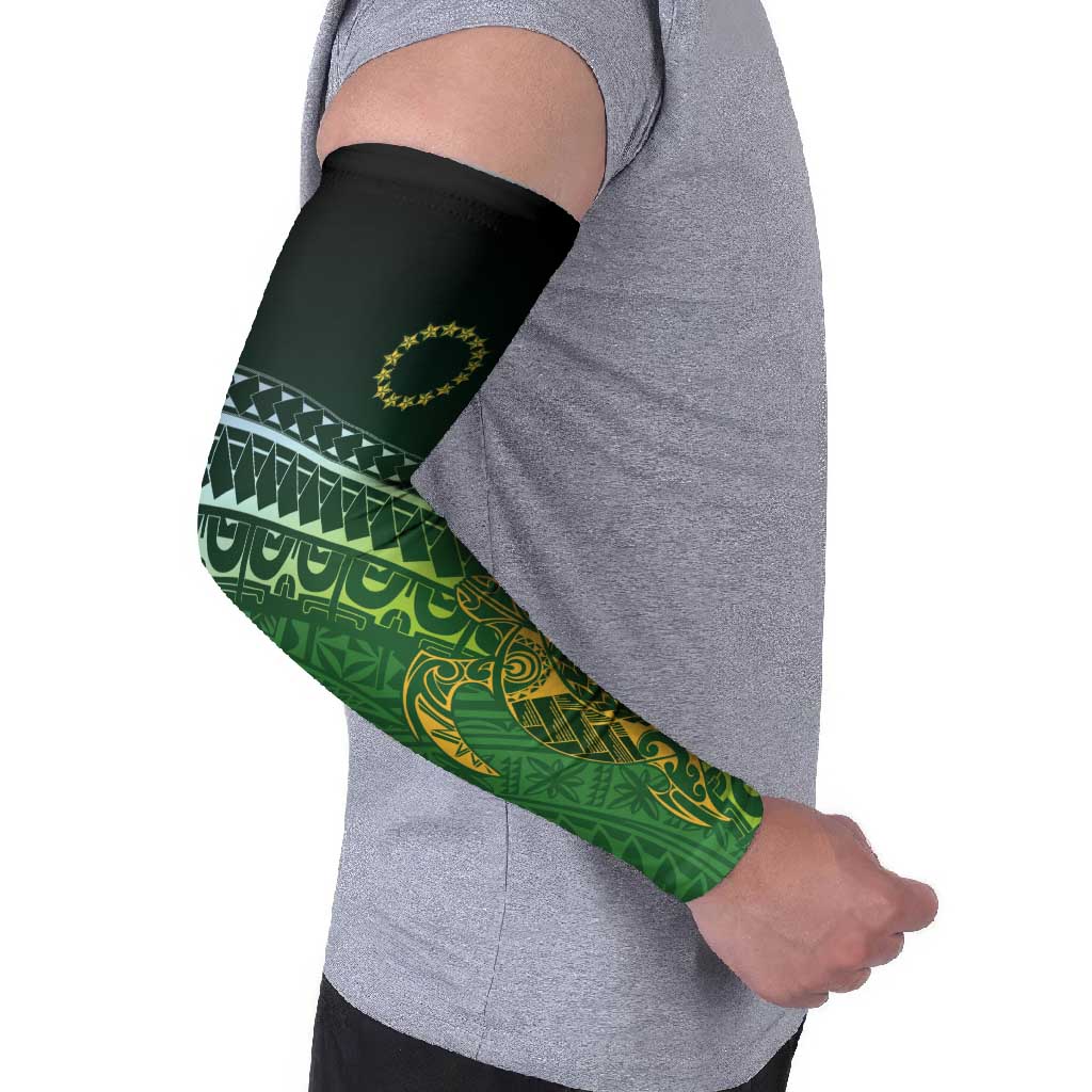 Cook Islands Rugby Kuki Avaiki Arm Sleeves Tribal Turtle - Aussie Hoodie