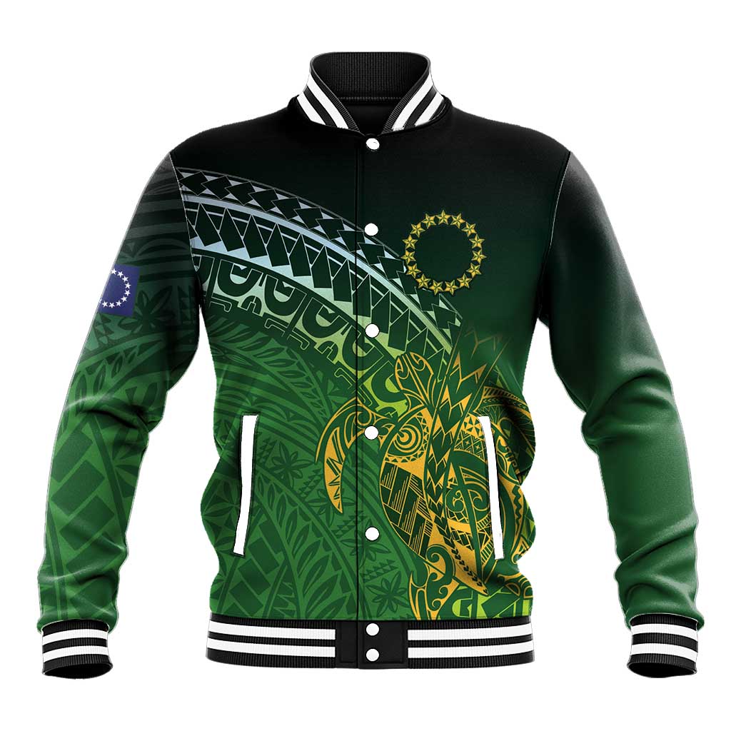 Cook Islands Rugby Kuki Avaiki Baseball Jacket Tribal Turtle - Aussie Hoodie