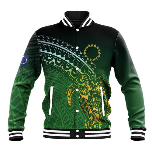 Cook Islands Rugby Kuki Avaiki Baseball Jacket Tribal Turtle - Aussie Hoodie