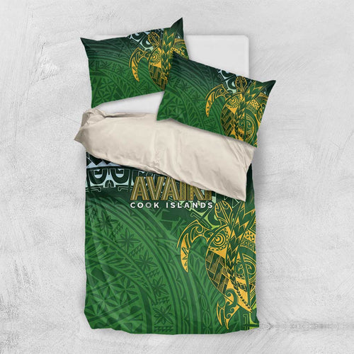 Cook Islands Rugby Kuki Avaiki Bedding Set Tribal Turtle - Aussie Hoodie