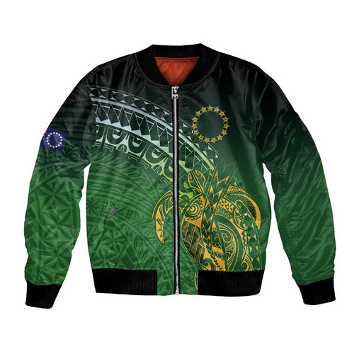 Cook Islands Rugby Kuki Avaiki Bomber Jacket Tribal Turtle - Aussie Hoodie