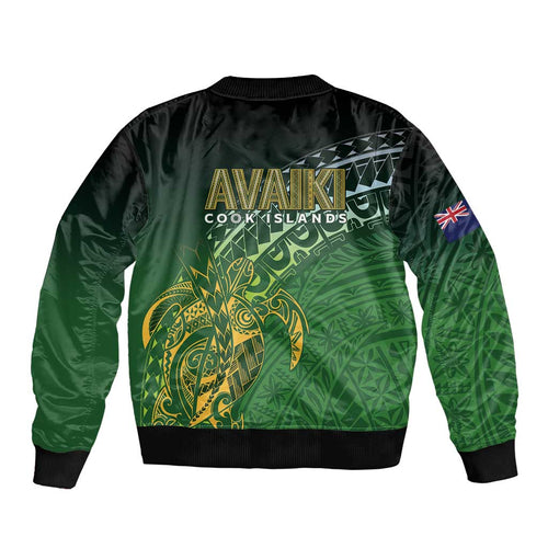 Cook Islands Rugby Kuki Avaiki Bomber Jacket Tribal Turtle - Aussie Hoodie