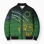 Cook Islands Rugby Kuki Avaiki Bomber Puffer Jacket Tribal Turtle - Aussie Hoodie