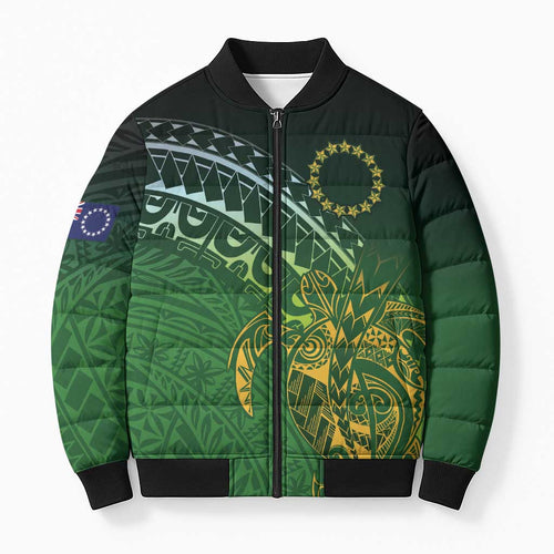 Cook Islands Rugby Kuki Avaiki Bomber Puffer Jacket Tribal Turtle - Aussie Hoodie
