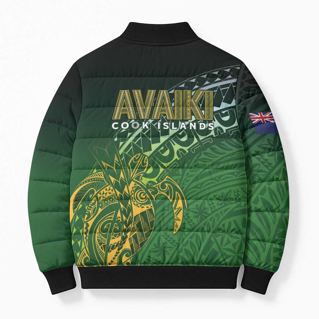 Cook Islands Rugby Kuki Avaiki Bomber Puffer Jacket Tribal Turtle - Aussie Hoodie