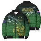 Cook Islands Rugby Kuki Avaiki Bomber Puffer Jacket Tribal Turtle - Aussie Hoodie