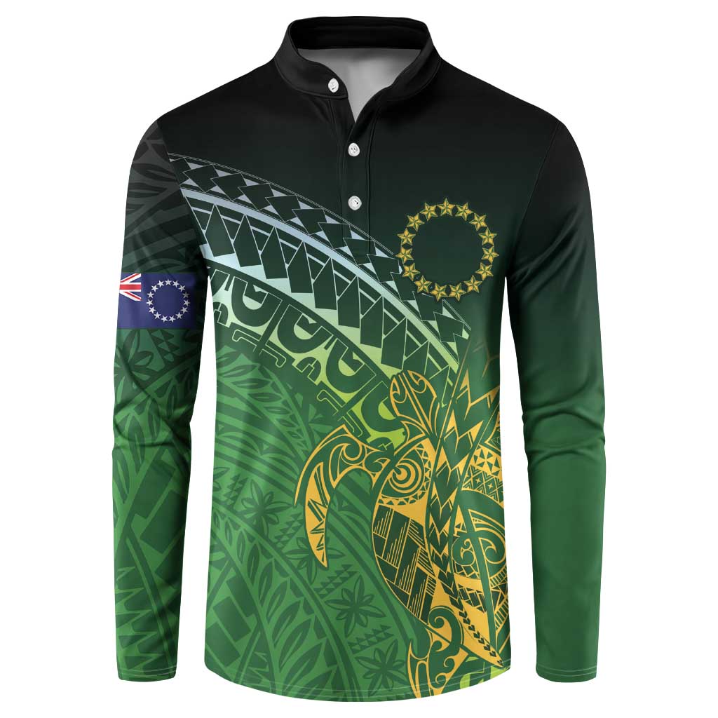 Cook Islands Rugby Kuki Avaiki Button Sweatshirt Tribal Turtle - Aussie Hoodie