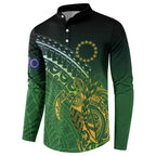 Cook Islands Rugby Kuki Avaiki Button Sweatshirt Tribal Turtle - Aussie Hoodie