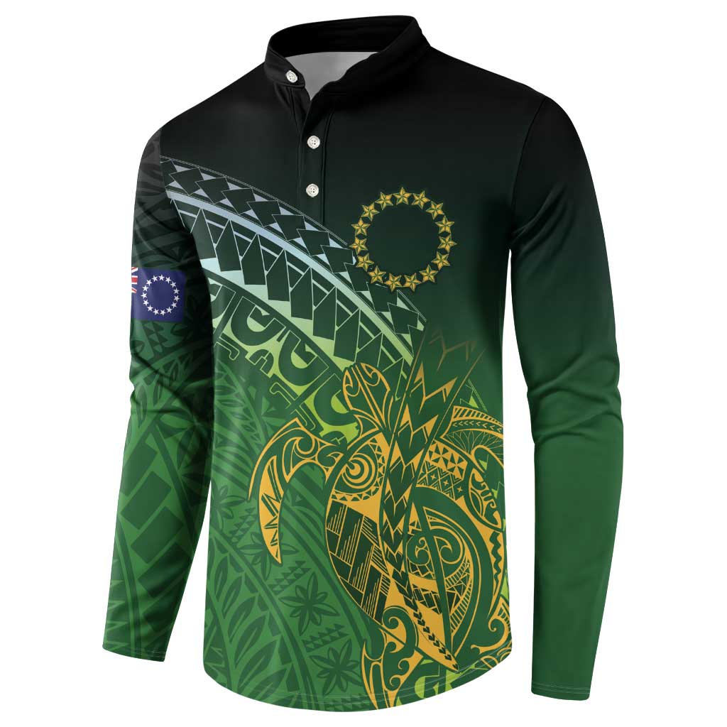 Cook Islands Rugby Kuki Avaiki Button Sweatshirt Tribal Turtle - Aussie Hoodie