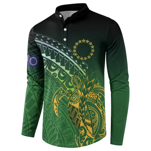 Cook Islands Rugby Kuki Avaiki Button Sweatshirt Tribal Turtle - Aussie Hoodie