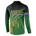 Cook Islands Rugby Kuki Avaiki Button Sweatshirt Tribal Turtle - Aussie Hoodie
