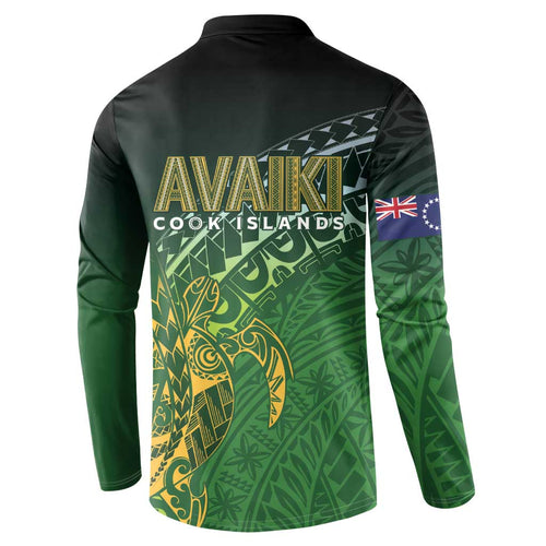 Cook Islands Rugby Kuki Avaiki Button Sweatshirt Tribal Turtle - Aussie Hoodie