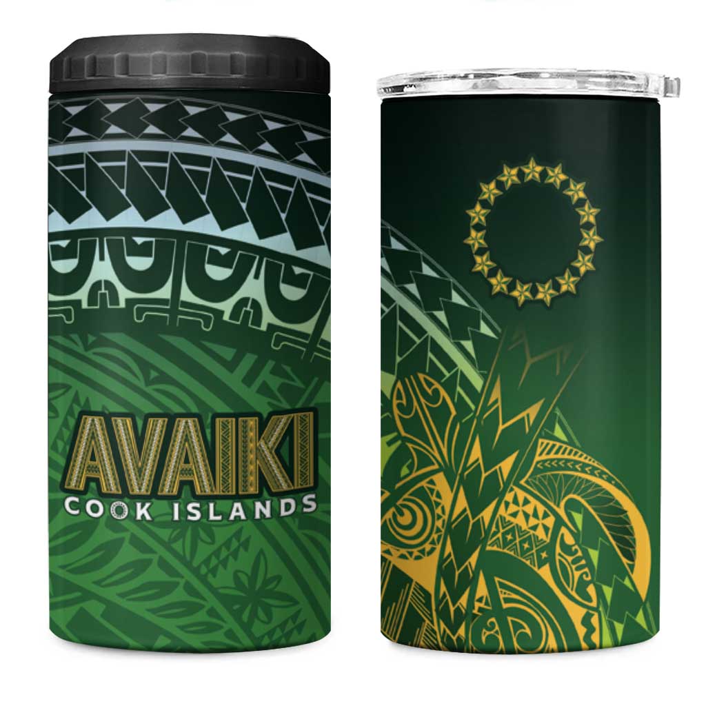 Cook Islands Rugby Kuki Avaiki 4 in 1 Can Cooler Tumbler Tribal Turtle - Aussie Hoodie