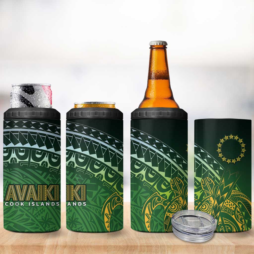 Cook Islands Rugby Kuki Avaiki 4 in 1 Can Cooler Tumbler Tribal Turtle - Aussie Hoodie