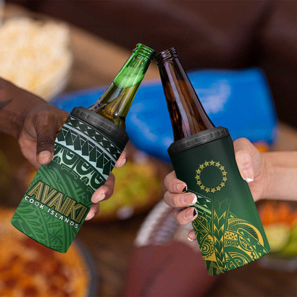 Cook Islands Rugby Kuki Avaiki 4 in 1 Can Cooler Tumbler Tribal Turtle - Aussie Hoodie