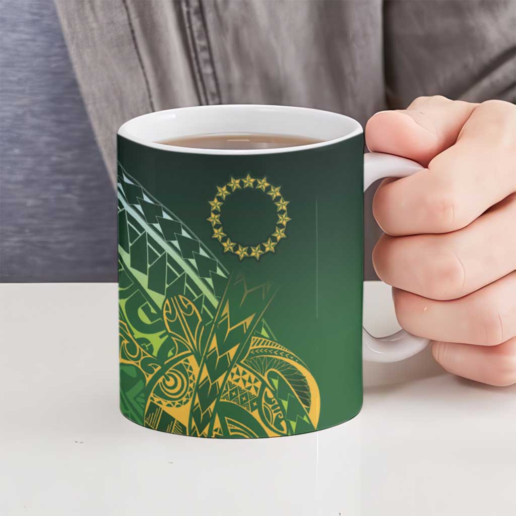 Cook Islands Rugby Kuki Avaiki Ceramic Mug Tribal Turtle - Aussie Hoodie