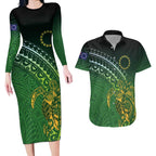 Cook Islands Rugby Kuki Avaiki Couples Matching Long Sleeve Bodycon Dress and Hawaiian Shirt Tribal Turtle - Aussie Hoodie