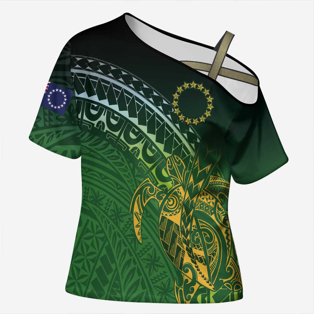 Cook Islands Rugby Kuki Avaiki Cross Shoulder Shirt Tribal Turtle - Aussie Hoodie