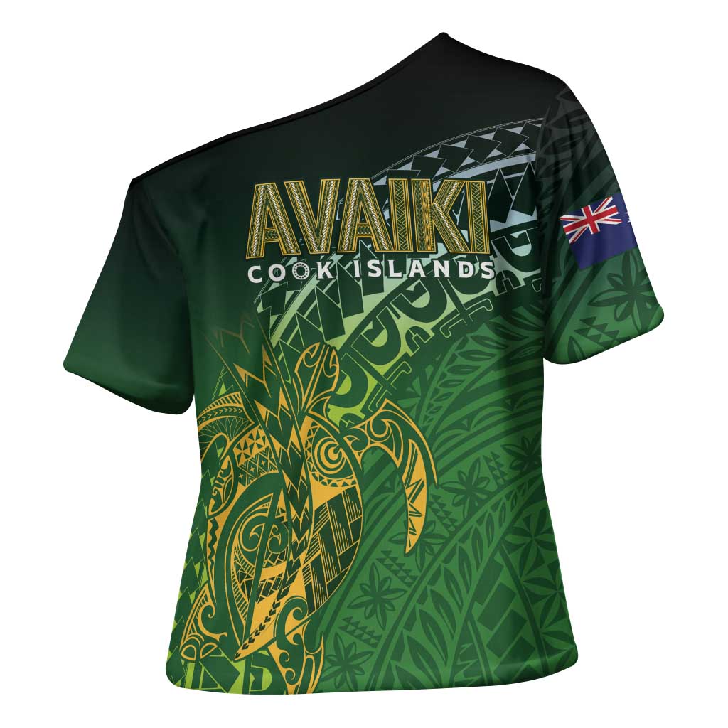 Cook Islands Rugby Kuki Avaiki Cross Shoulder Shirt Tribal Turtle - Aussie Hoodie