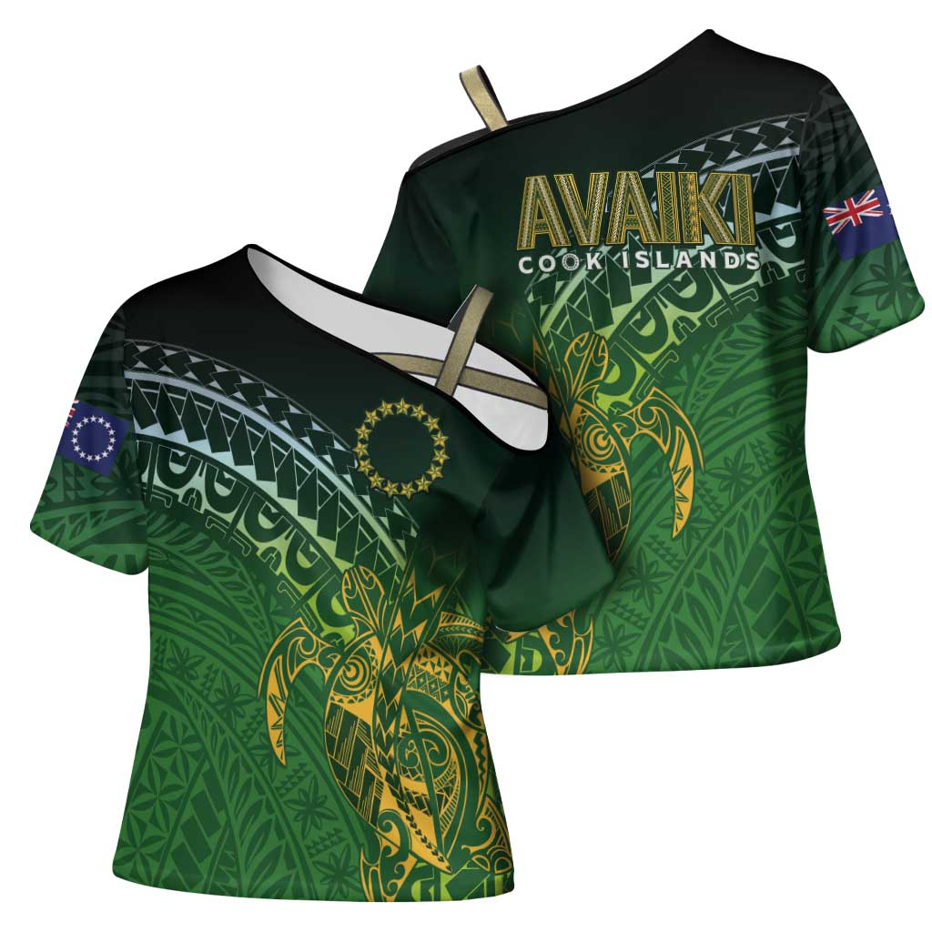 Cook Islands Rugby Kuki Avaiki Cross Shoulder Shirt Tribal Turtle - Aussie Hoodie