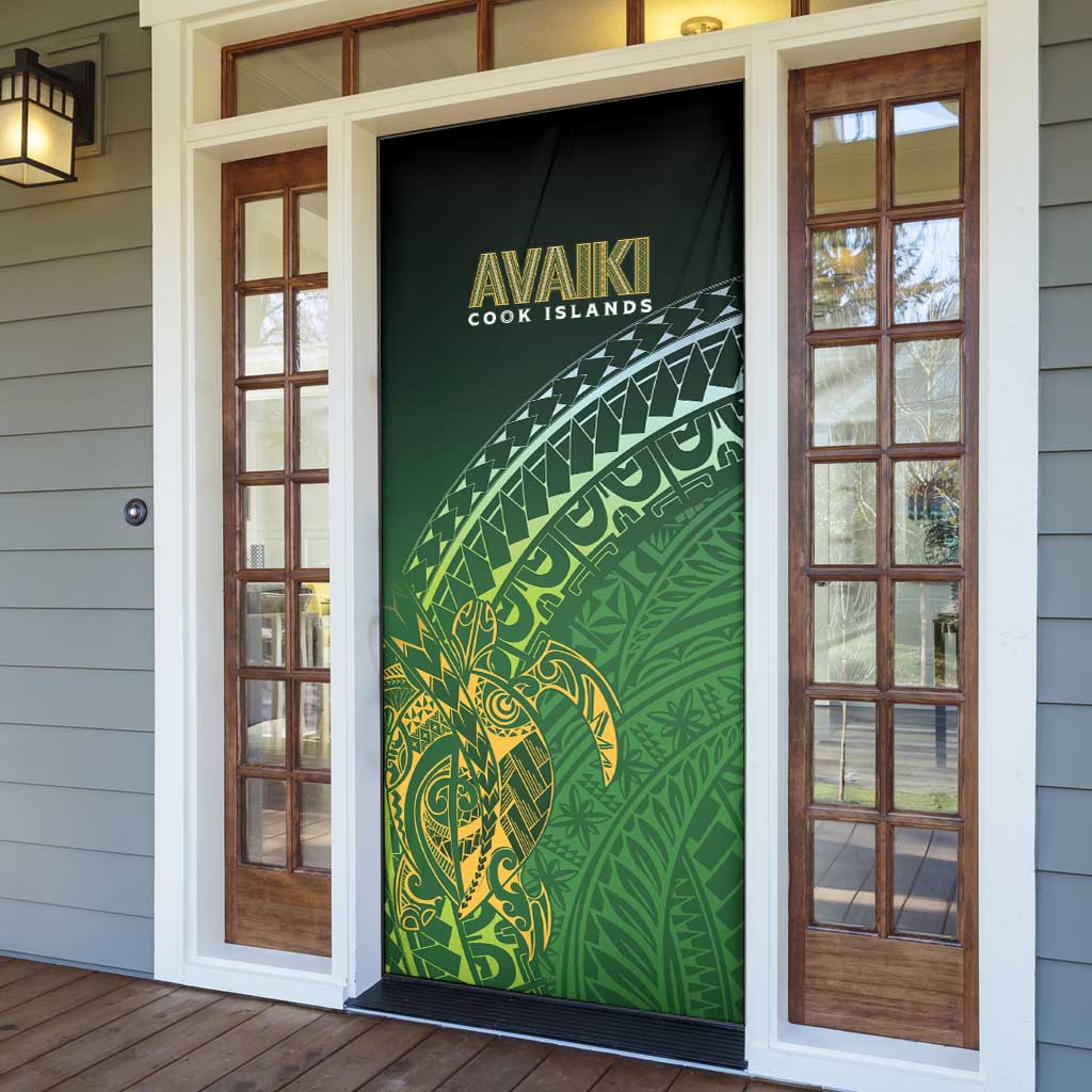 Cook Islands Rugby Kuki Avaiki Door Cover Tribal Turtle - Aussie Hoodie