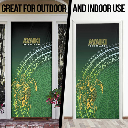 Cook Islands Rugby Kuki Avaiki Door Cover Tribal Turtle - Aussie Hoodie