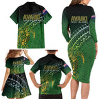 Cook Islands Rugby Kuki Avaiki Family Matching Long Sleeve Bodycon Dress and Hawaiian Shirt Tribal Turtle - Aussie Hoodie