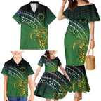 Cook Islands Rugby Kuki Avaiki Family Matching Mermaid Dress and Hawaiian Shirt Tribal Turtle - Aussie Hoodie
