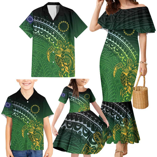 Cook Islands Rugby Kuki Avaiki Family Matching Mermaid Dress and Hawaiian Shirt Tribal Turtle - Aussie Hoodie