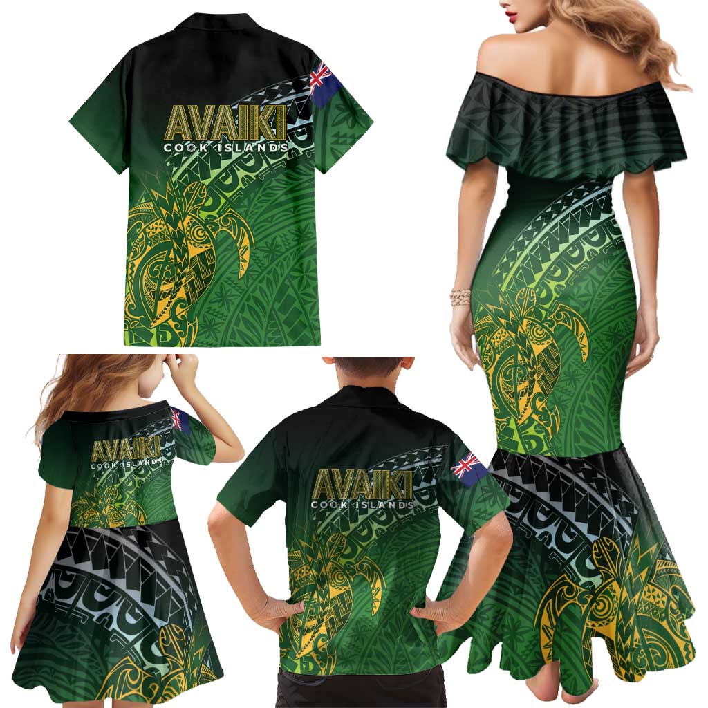 Cook Islands Rugby Kuki Avaiki Family Matching Mermaid Dress and Hawaiian Shirt Tribal Turtle - Aussie Hoodie