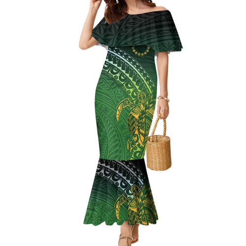 Cook Islands Rugby Kuki Avaiki Family Matching Mermaid Dress and Hawaiian Shirt Tribal Turtle - Aussie Hoodie