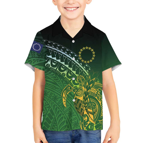 Cook Islands Rugby Kuki Avaiki Family Matching Off Shoulder Short Dress and Hawaiian Shirt Tribal Turtle - Aussie Hoodie