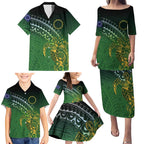Cook Islands Rugby Kuki Avaiki Family Matching Puletasi and Hawaiian Shirt Tribal Turtle - Aussie Hoodie