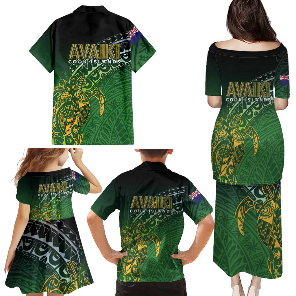 Cook Islands Rugby Kuki Avaiki Family Matching Puletasi and Hawaiian Shirt Tribal Turtle - Aussie Hoodie