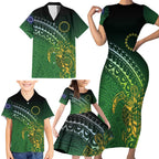 Cook Islands Rugby Kuki Avaiki Family Matching Short Sleeve Bodycon Dress and Hawaiian Shirt Tribal Turtle - Aussie Hoodie