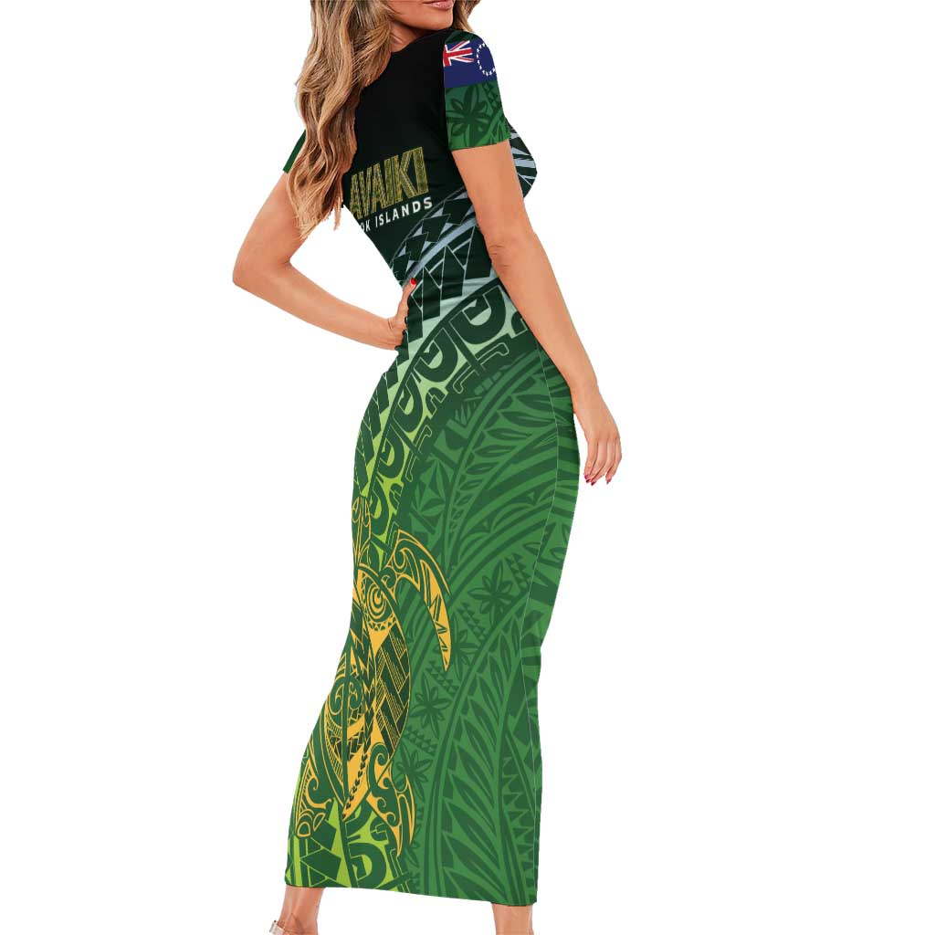 Cook Islands Rugby Kuki Avaiki Family Matching Short Sleeve Bodycon Dress and Hawaiian Shirt Tribal Turtle - Aussie Hoodie