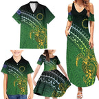 Cook Islands Rugby Kuki Avaiki Family Matching Summer Maxi Dress and Hawaiian Shirt Tribal Turtle - Aussie Hoodie