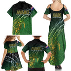 Cook Islands Rugby Kuki Avaiki Family Matching Summer Maxi Dress and Hawaiian Shirt Tribal Turtle - Aussie Hoodie