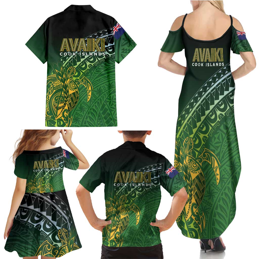 Cook Islands Rugby Kuki Avaiki Family Matching Summer Maxi Dress and Hawaiian Shirt Tribal Turtle - Aussie Hoodie