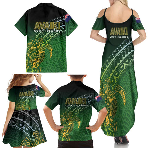 Cook Islands Rugby Kuki Avaiki Family Matching Summer Maxi Dress and Hawaiian Shirt Tribal Turtle - Aussie Hoodie