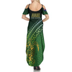 Cook Islands Rugby Kuki Avaiki Family Matching Summer Maxi Dress and Hawaiian Shirt Tribal Turtle - Aussie Hoodie