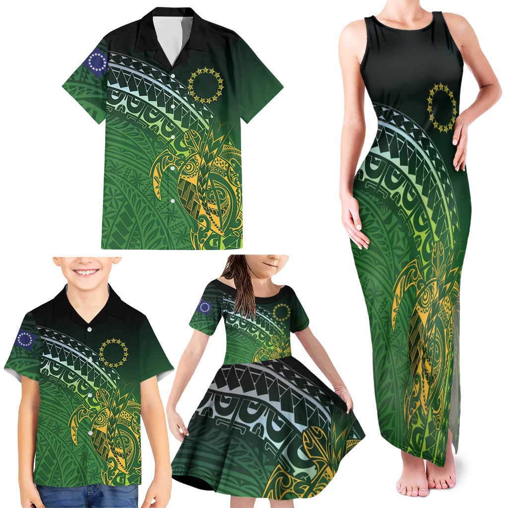 Cook Islands Rugby Kuki Avaiki Family Matching Tank Maxi Dress and Hawaiian Shirt Tribal Turtle - Aussie Hoodie