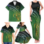 Cook Islands Rugby Kuki Avaiki Family Matching Tank Maxi Dress and Hawaiian Shirt Tribal Turtle - Aussie Hoodie