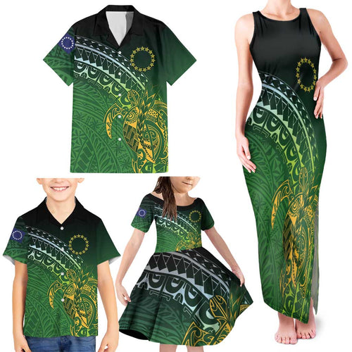 Cook Islands Rugby Kuki Avaiki Family Matching Tank Maxi Dress and Hawaiian Shirt Tribal Turtle - Aussie Hoodie